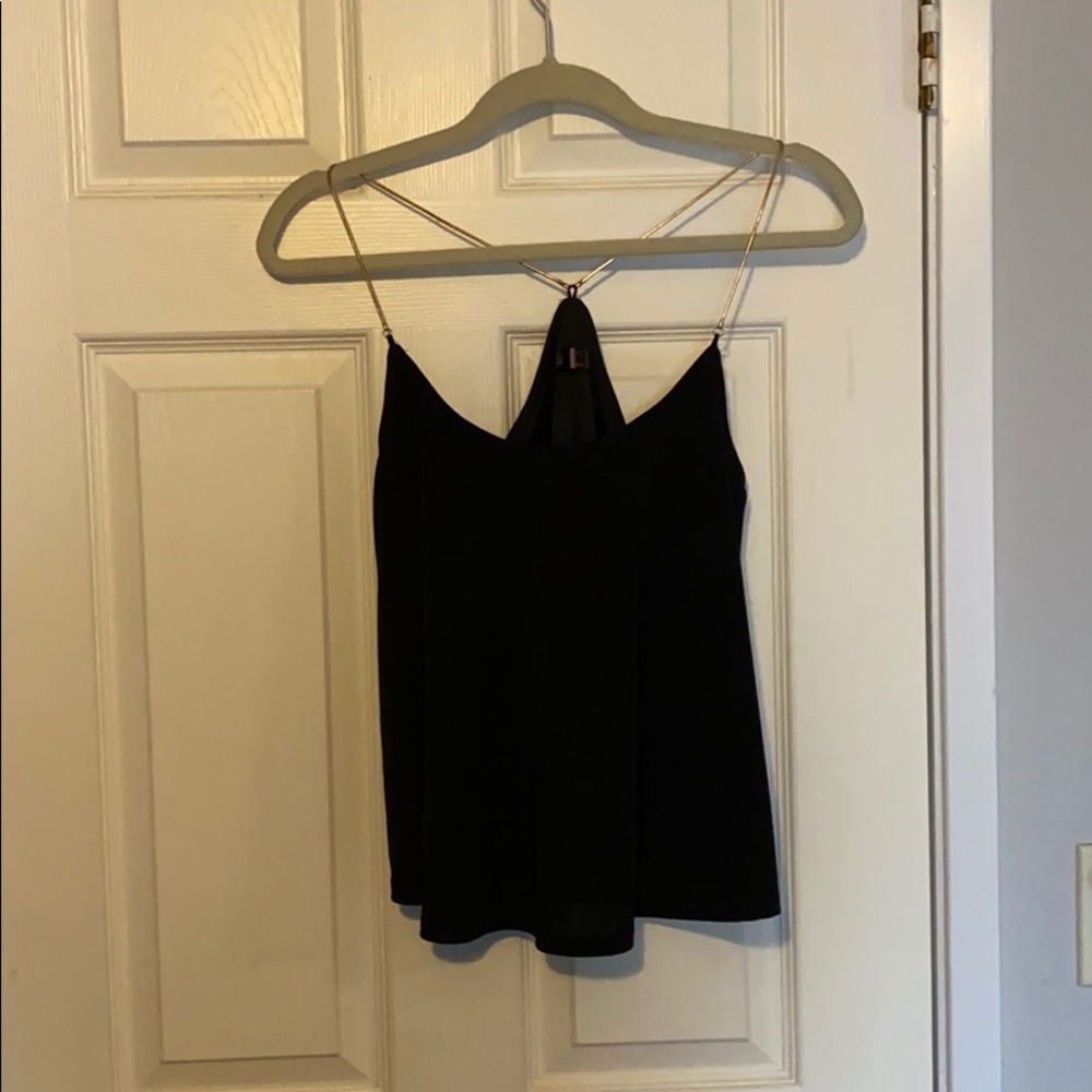 Black tank top Gold metal straps